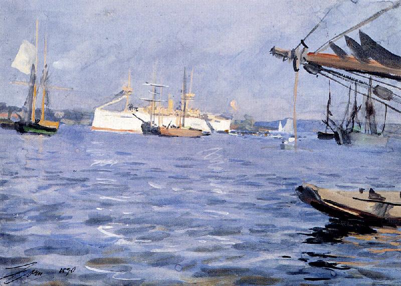 Anders Zorn The Battleship Baltimore in Stockholm Harbor china oil painting image